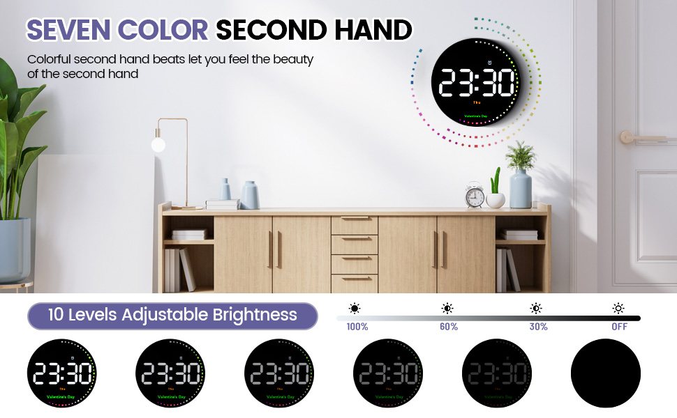 Grande horloge murale numérique 10" - Réveil plug-in - Horloge de gym 12/24 h avec télécommande