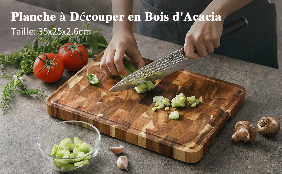 XINZUO Haute Qualité Planche à Découper en Bois d'Acacia 