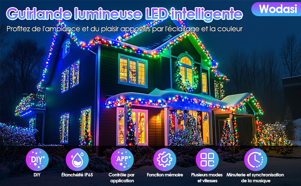 2 guirlandes lumineuses Bluetooth de 10 m