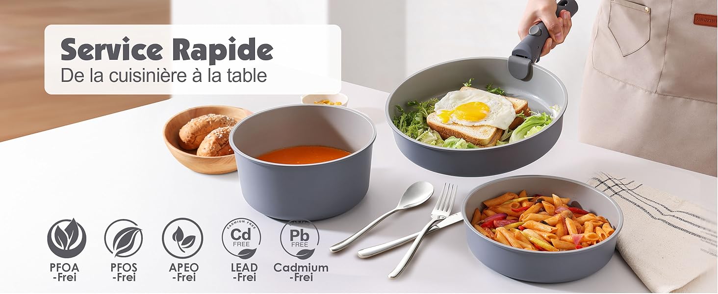 SENSARTE 17 Pièces Lot Poele et Casserole Induction, Revêtement Céramique Antiadhésif