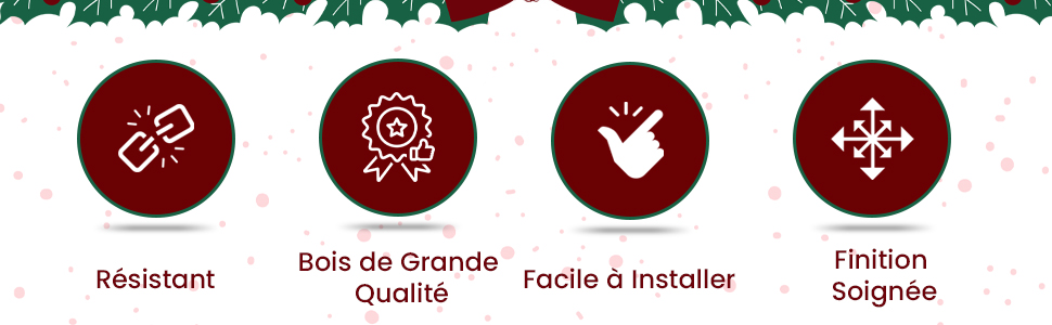Qualité du produit, durabilité, bois de haute qualité, facile à installer, détails complexes