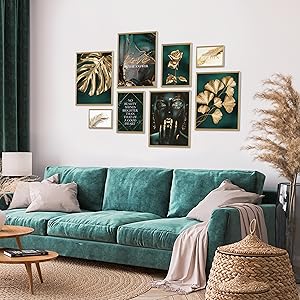 Lot de posters doré/vert/bleu pétrole