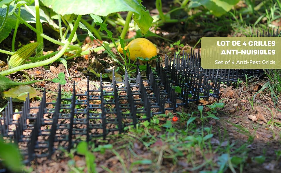 Lot de 4 Grilles Anti-nuisibles - Repulsif Jardinières et Potagers  Découpable et Modulable 