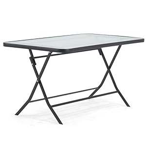 Oviala Table de Jardin et 4 chaises Pliantes en Acier et Verre Noir