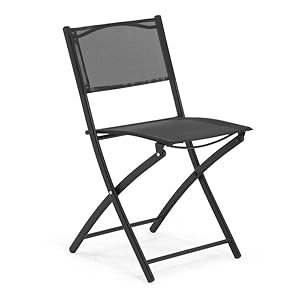 Oviala Table de Jardin et 4 chaises Pliantes en Acier et Verre Noir