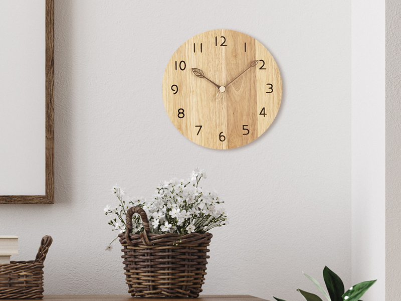 VIVILINEN Horloge Murale Bois Naturel Massif