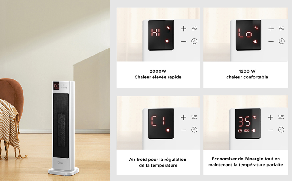 2000W mode Eco, Pour Les Grandes Pièces