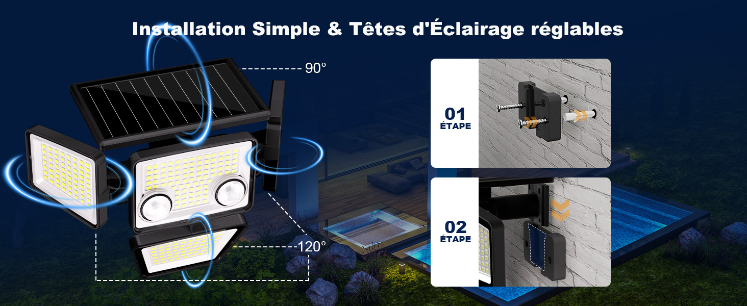 Lampes Extérieures Solaires à Double Capteur
