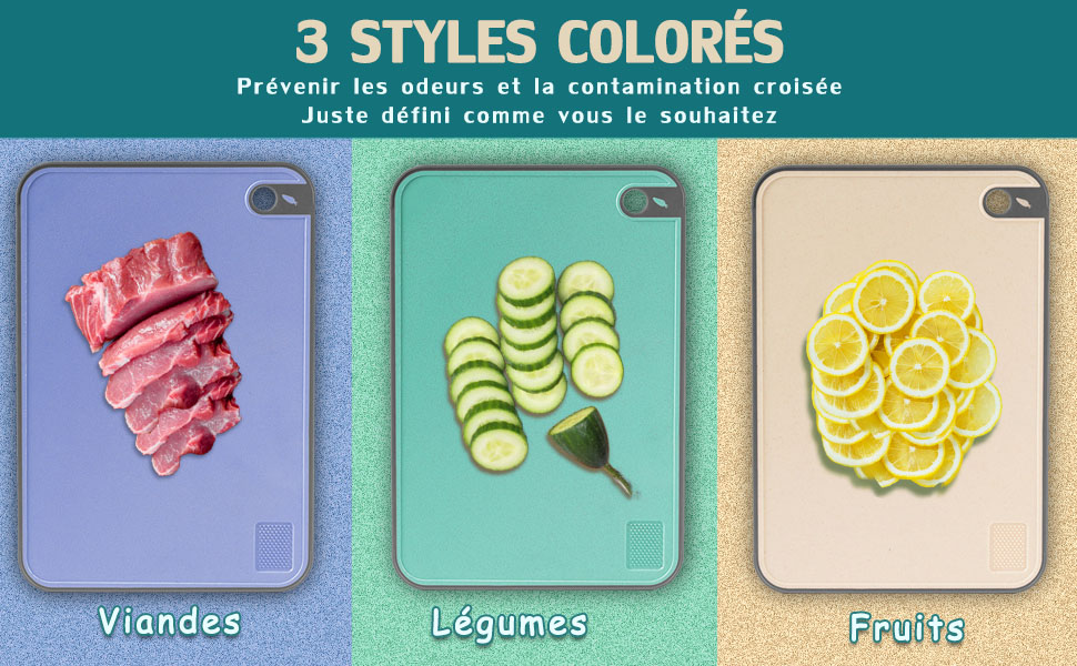 Par exemple, coupez toujours les fruits, les légumes ou la viande d'un point de vue hygiénique.