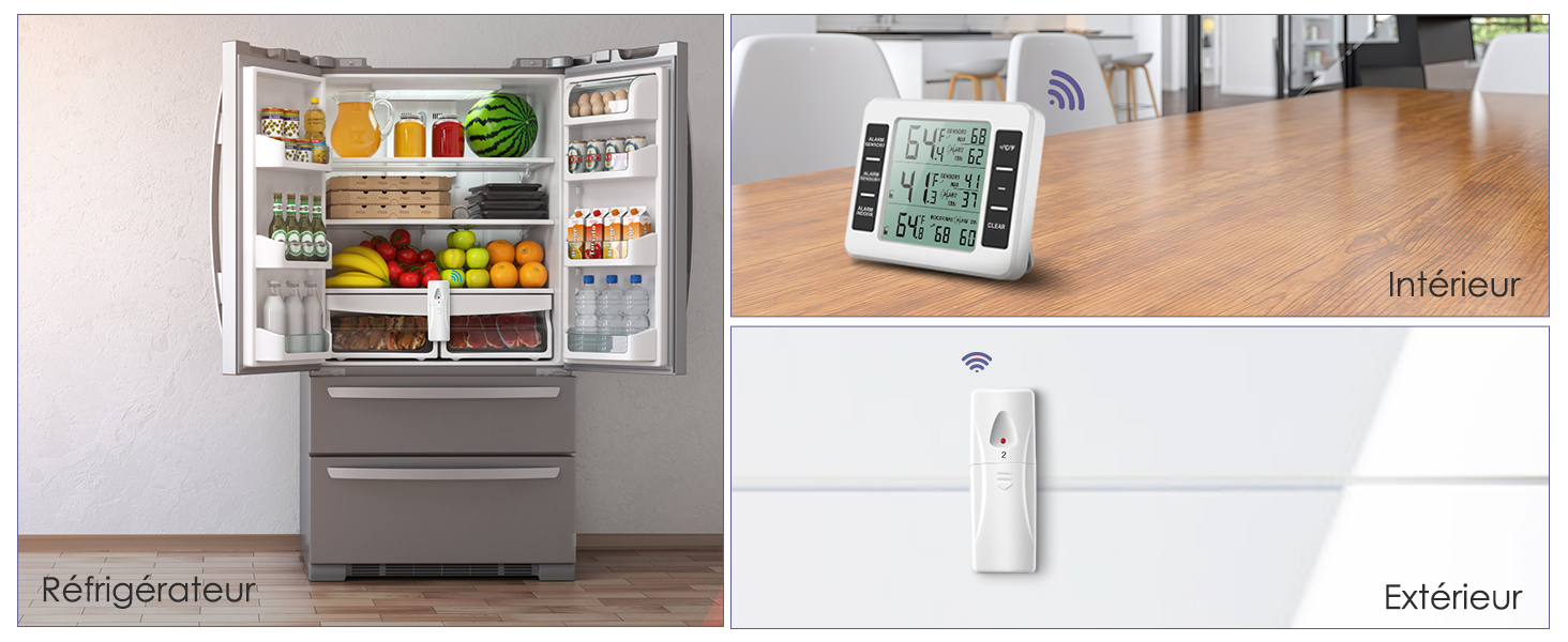 Thermomètre Intérieur sans Fil avec 2 Capteurs