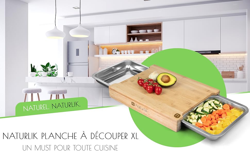 Planche a decouper avec bac recuperateur magnétique