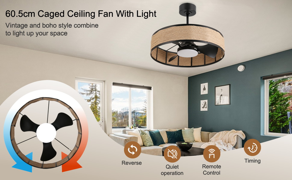 farmhouse caged ceiling fan with lights