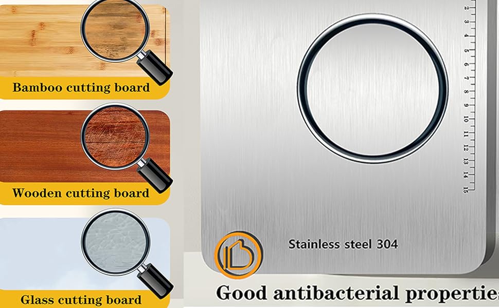 Planche a Decouper en Titane, Planche à Découper Inox avec Coussin en Silicone Antidérapant