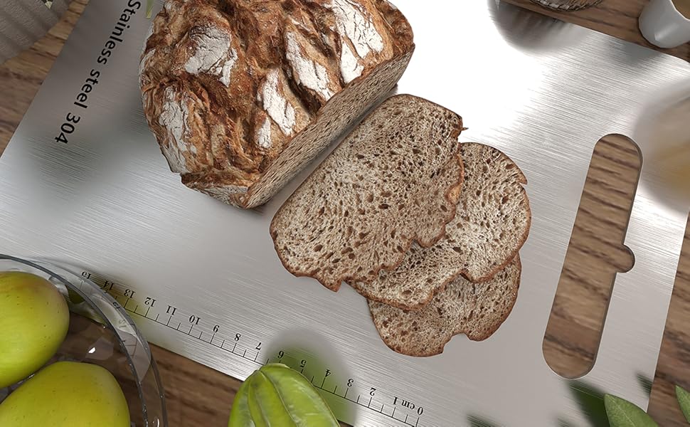 Titanium,Planche a Decouper Inox La Cuisine,Pour la viande,Fromage,le pain,les légumes,les fruits