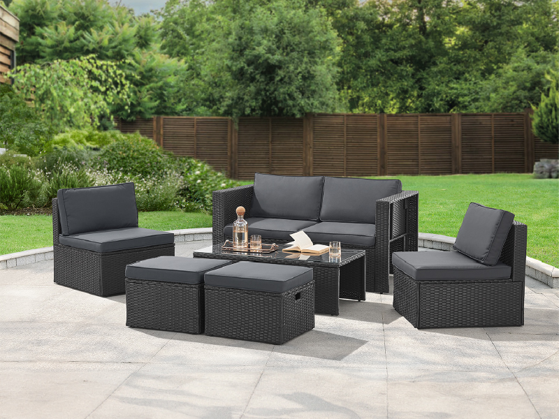Ensemble de meubles de jardin Lounge en polyrotin résistant aux intempéries