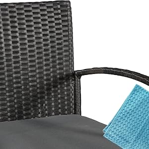 ArtLife Trinidad Salon de jardin en polyrotin noir avec housses gris foncé