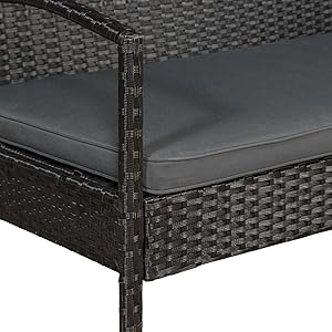 ArtLife Trinidad Salon de jardin en polyrotin noir avec housses gris foncé