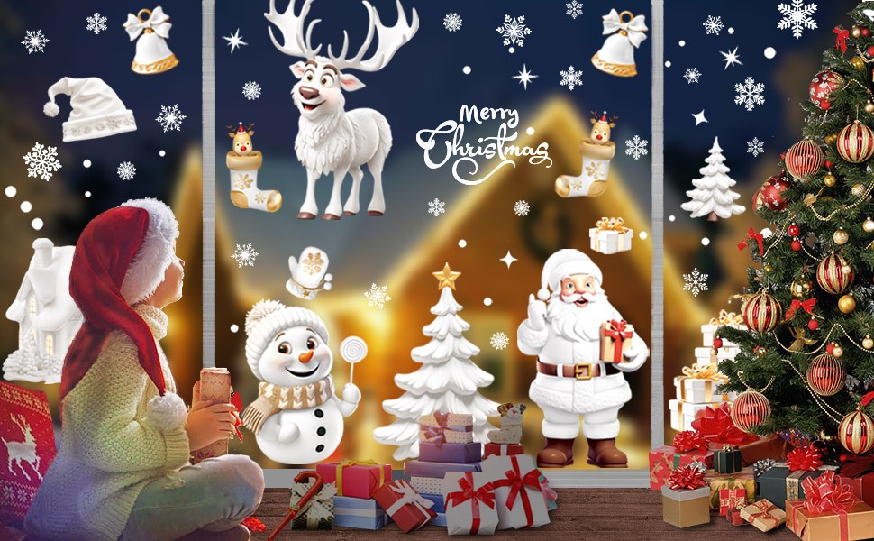9 Feuilles Autocollant Noël Fenetre 