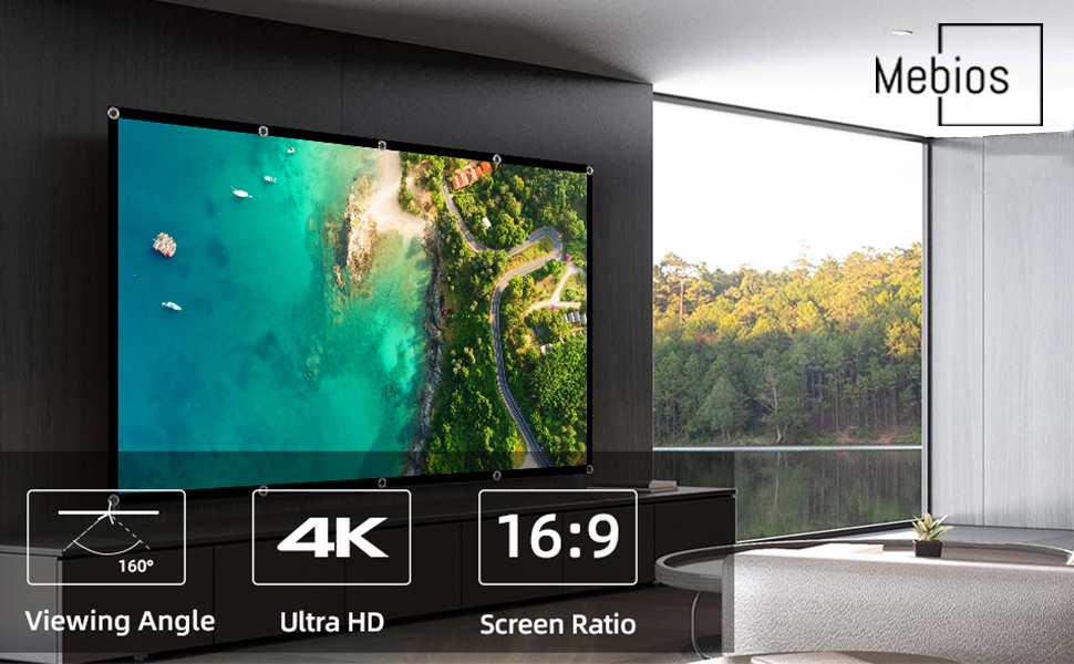 Écran de projection portable 16:9 HD 4K pour intérieur et extérieur