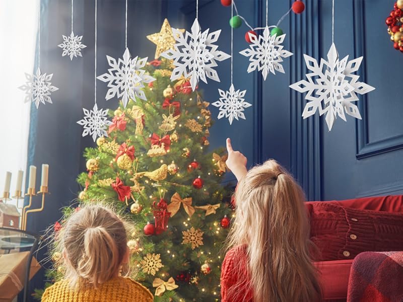 Noël Autocollants, Stickers Fenetre Flocon de Neige Noël en PVC