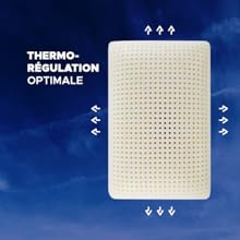 White perforated pillow with arrows indicating airflow on a blue sky background.