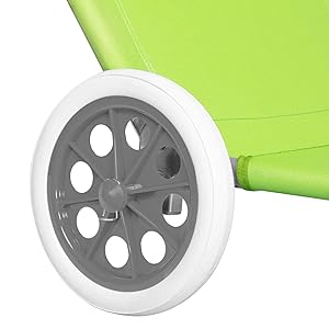 Springos Chaise longue de plage 2 roues dossier réglable