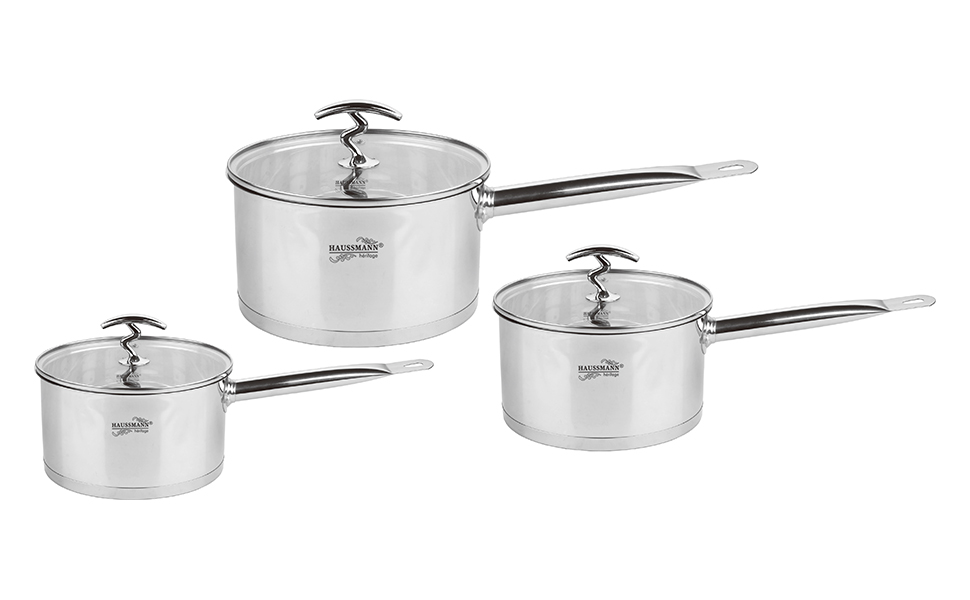 HAUSSMANN héritage - 3 piéces Casserole Professionnel/INOX Tous Feux Dont Induction