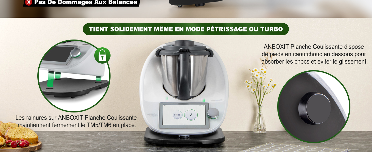  ANBOXIT Planche Coulissante pour Thermomix TM6/TM5, Planche Support pour Thermomix