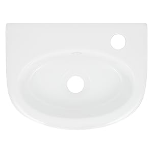 Lavabo en céramique blanc 335 x 255 x 130 mm forme arrondie design classique lave-mains suspendu