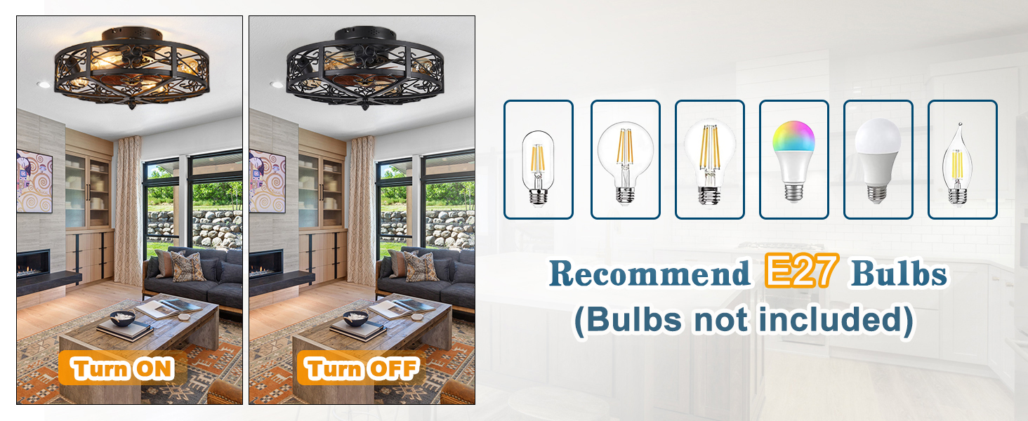 Plafonnier Ventilateur Plafond avec Éclairage et Télécommande