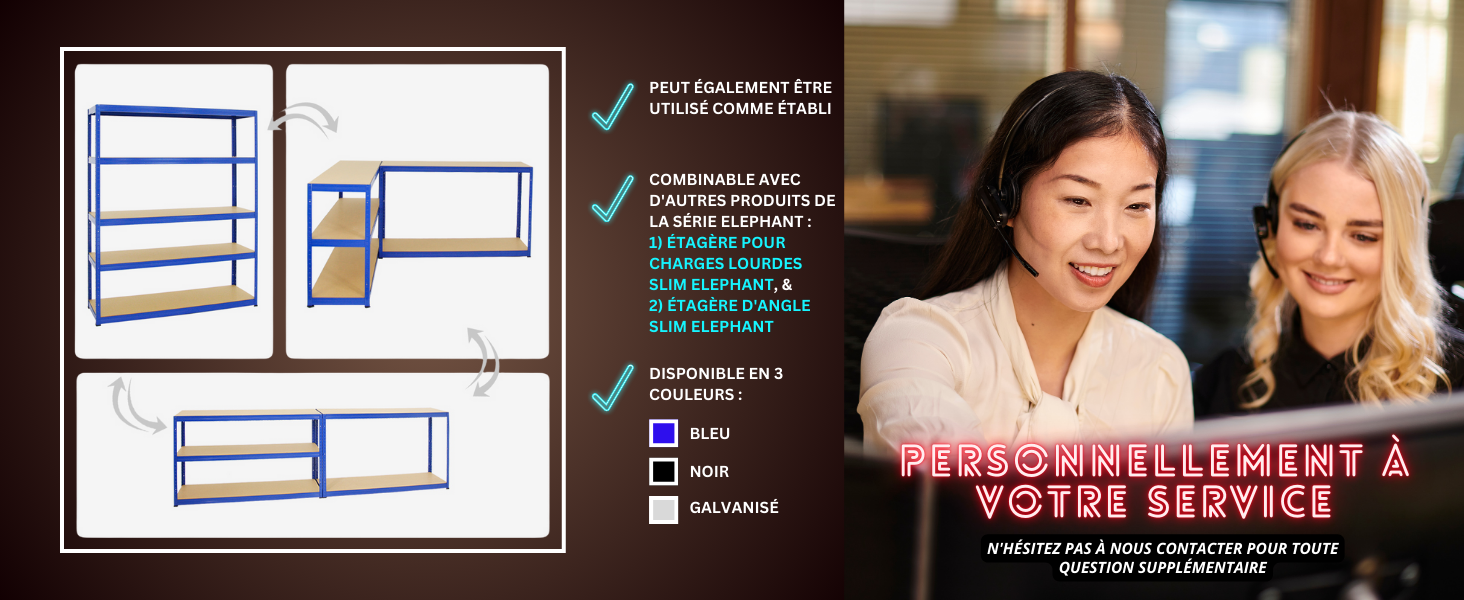 disponible en 3 couleurs bleu, noir, galvanise