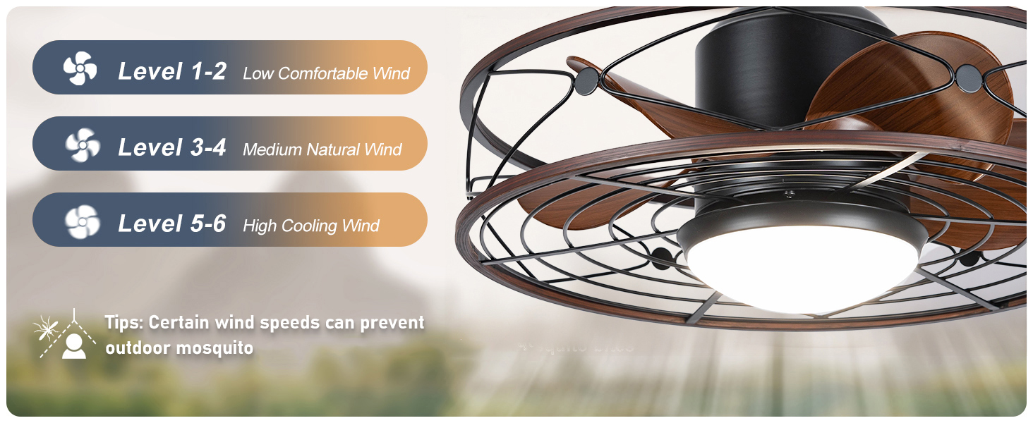 6 Vitesse du Vent Fan Lampe Éclairage