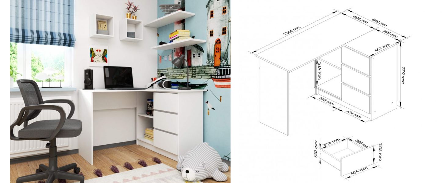 Bureau d'angle B16 droit