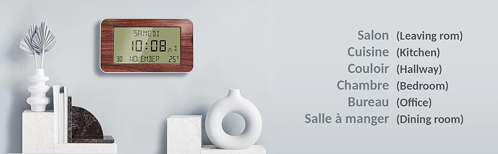 Horloge Réveil Numérique Moderne Haute Qualité Pratique et Fonctionnel Accroche Murale ou sur Pied