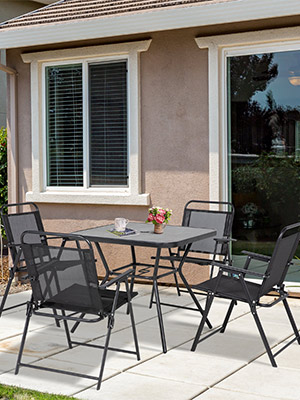 jardin terrasse extérieur balcon personnes repas salle à manger pliable pliant maille