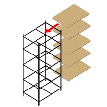 Installation des plateaux sur etagere métallique noire