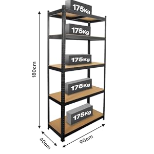 étagère métallique rangement atelier, garage 175 kg par étage  