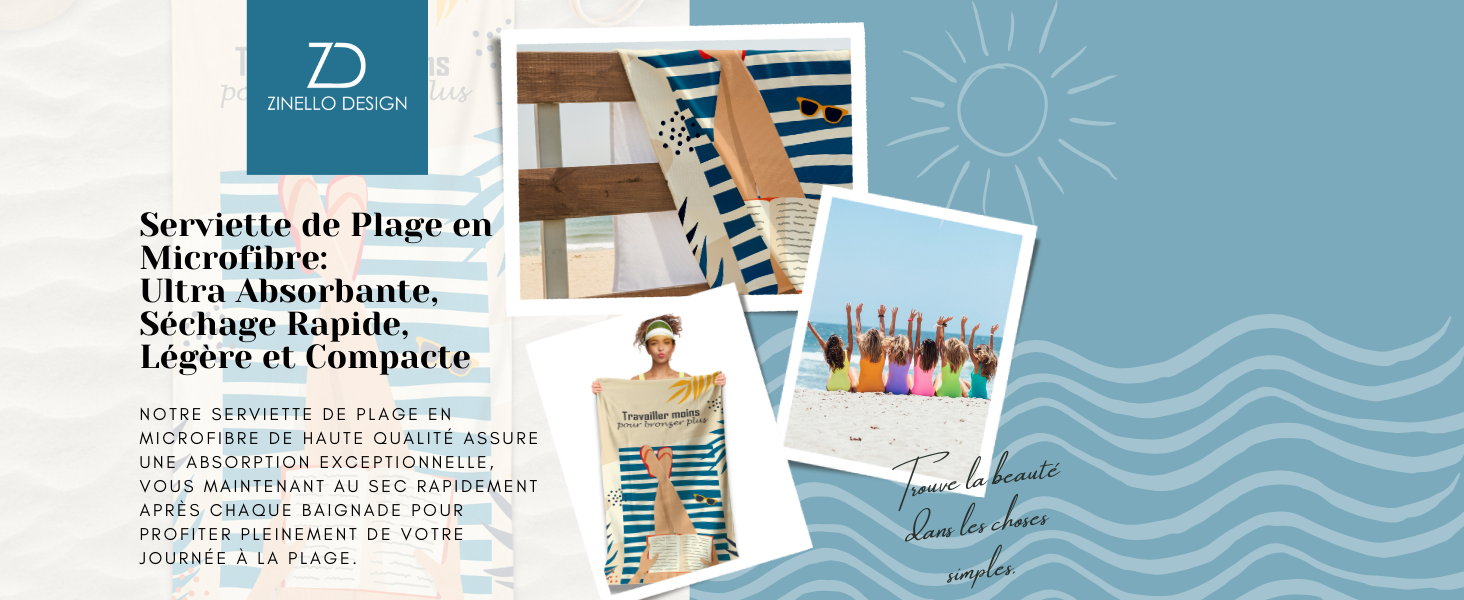 Serviette de Plage Microfibre Personnalisée avec Message Humoristique 