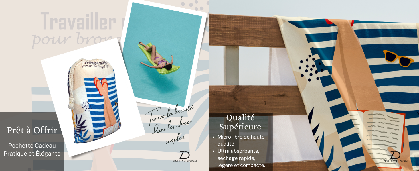 Serviette de Plage Microfibre Personnalisée avec Message Humoristique