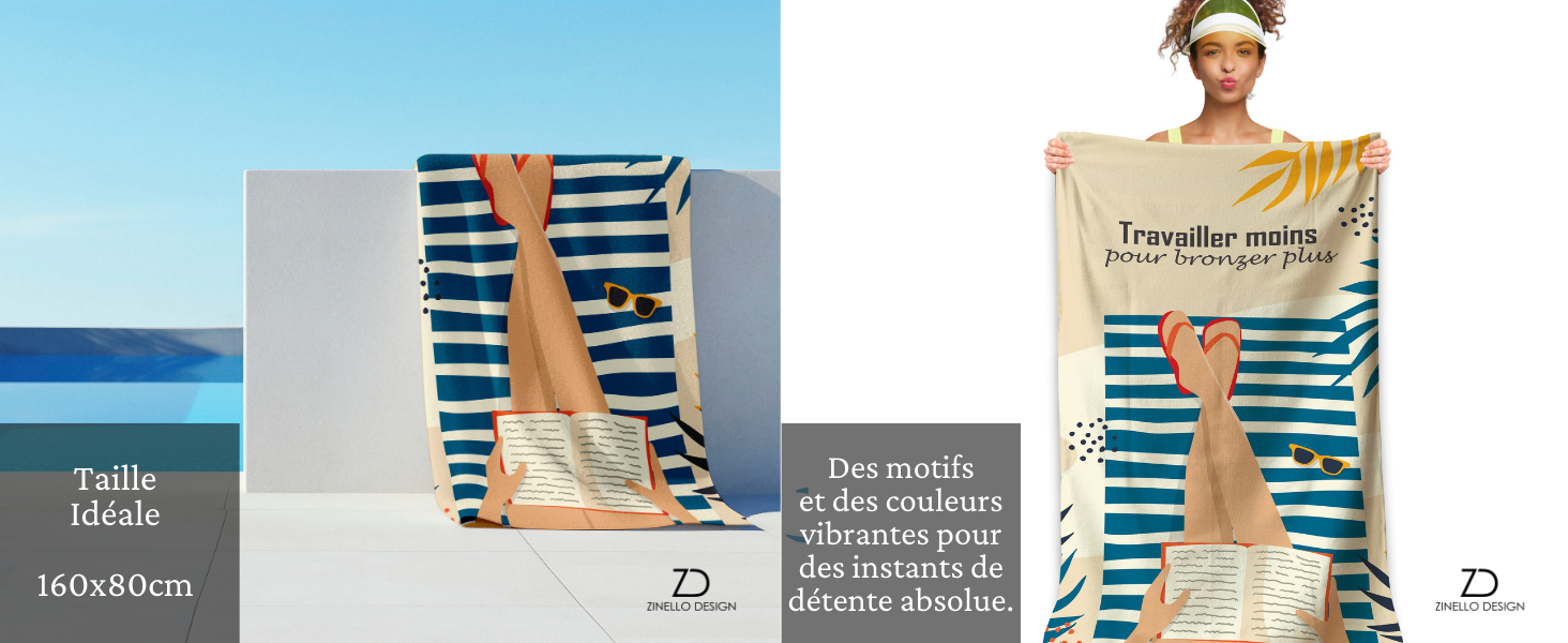 Serviette de Plage Microfibre Personnalisée avec Message Humoristique