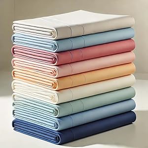 Lot de Draps Housse 140x190/200cm Polycoton 57 Fils Bonnet 25 cm Antis Plis -Repassage Facile
