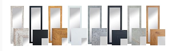Miroir mural avec cadre en bois - Grand cadre en bois massif