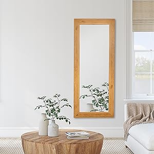 Miroir mural en bois avec cadre en bois massif naturel 