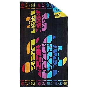 Drap de plage 2 tortues 2 couleurs mer