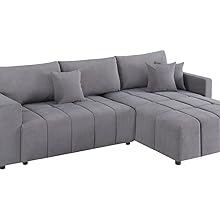  Canapé d'angle convertible tissu chenille 3 places - "Trocadero" - Gris