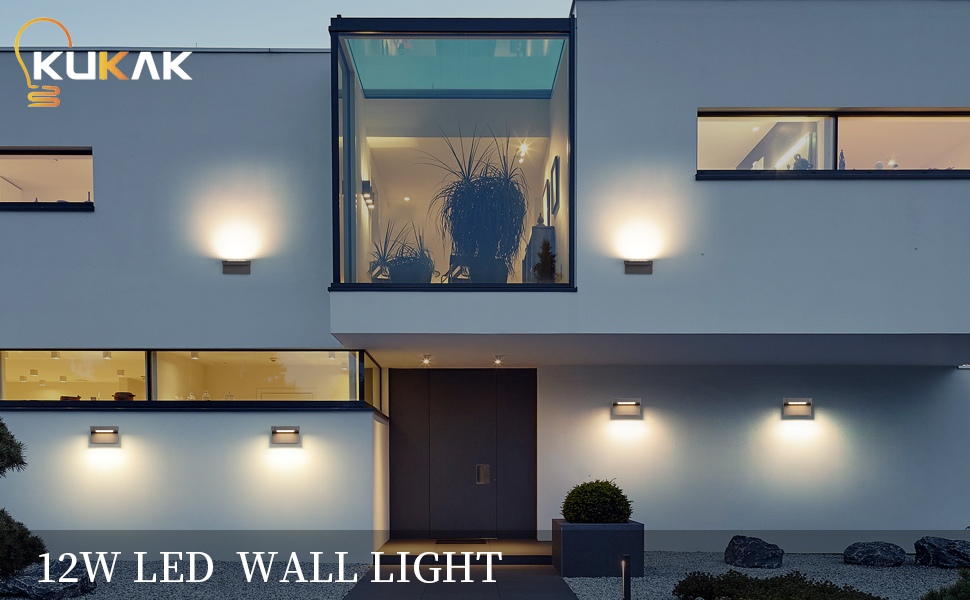 LED Applique Murale Extérieur Intérieur,12W 3000K blanc chaud Moderne Luminaire Murale,Éclairage
