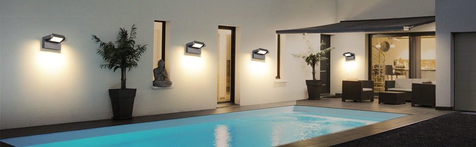 Murals Imperméable IP65,Décorative Mur Lampe avec Panneau Rotatif pour Couloir Entrée Jardin