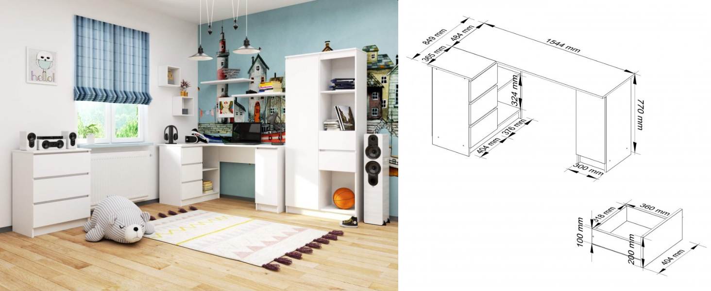 Bureau d'angle B20 gauche
