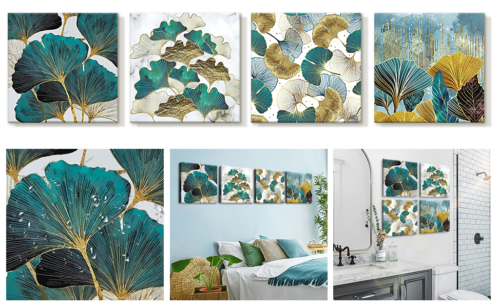 4 Parties Impression sur Toile Murale pour Bain Salon Chambre 30x40cm