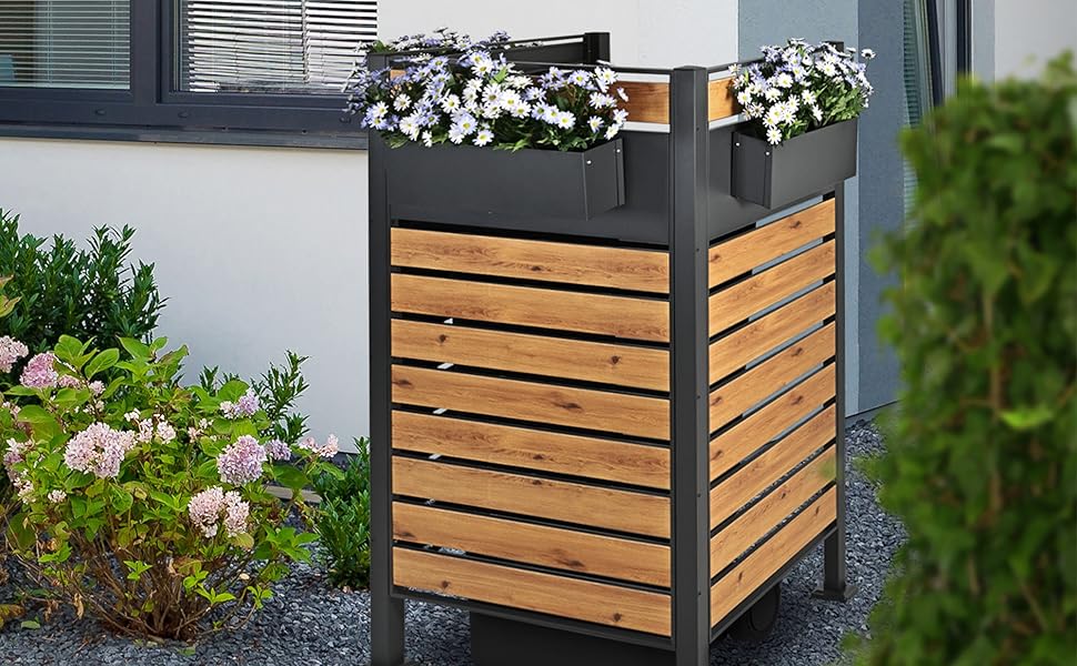 ML-Design Blumenkasten Mülltonnenverkleidung Balkon Metall Pflanzkasten Balkonkasten Geländerkasten